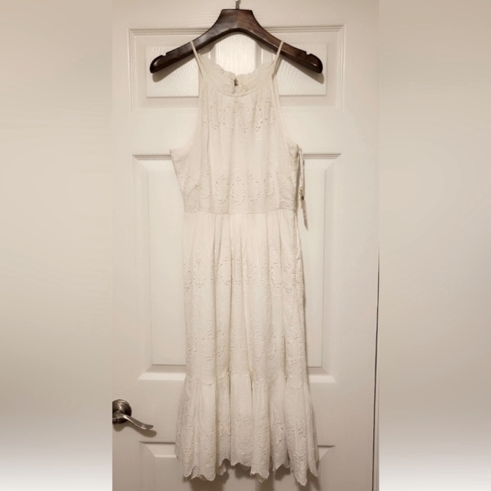 Anthropologie Maeve tiered eyelet midi dress ☀️